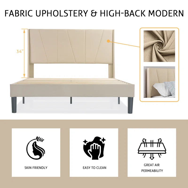 Upholstered Wingback Bed