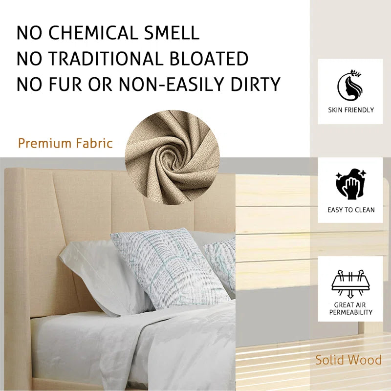 Upholstered Wingback Bed