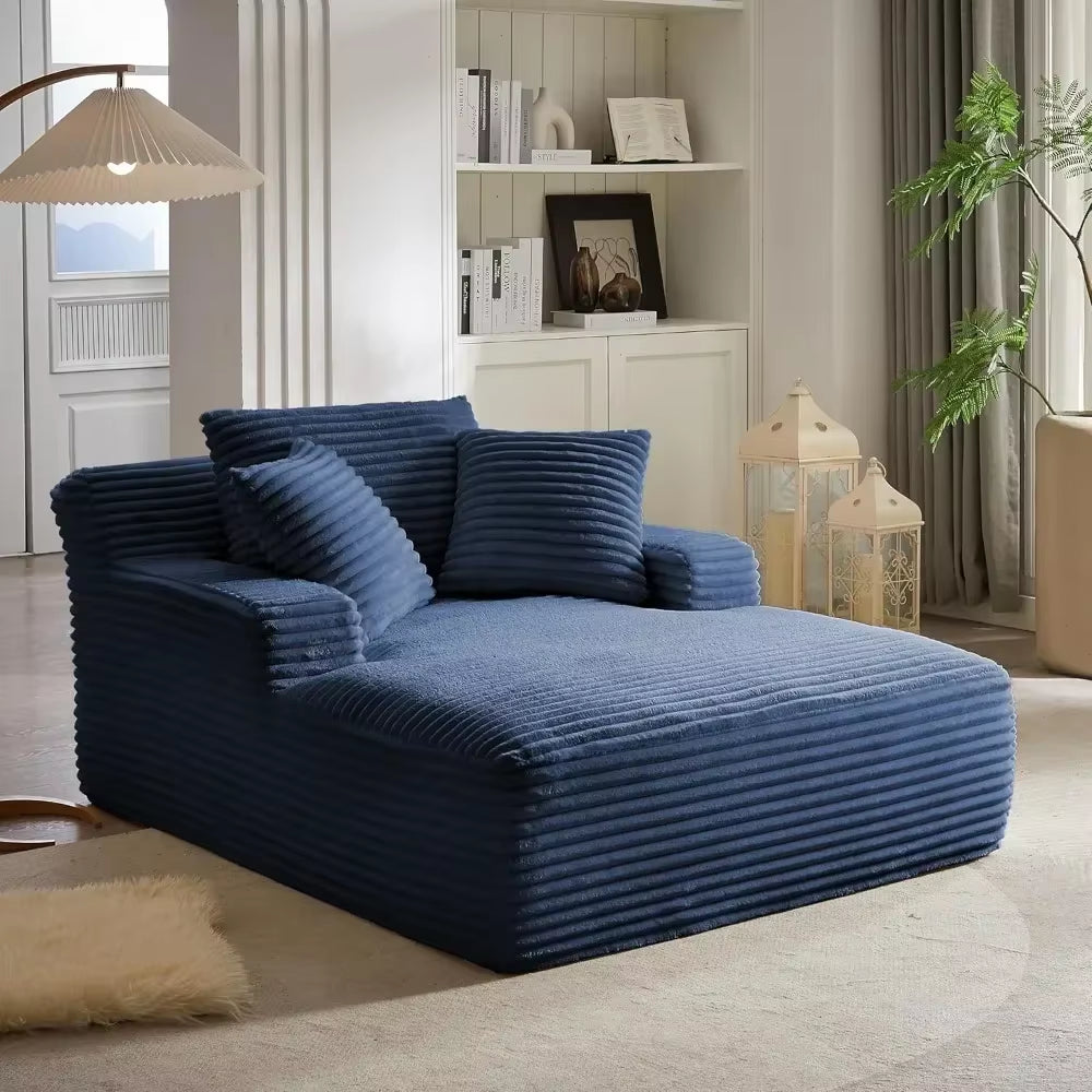 Modern Plush Corduroy 49.2" Full Foam Oversized Chaise Lounge Chair Cozy Cloud Couch Sleeper Sofa Daybed for Extra Comfort