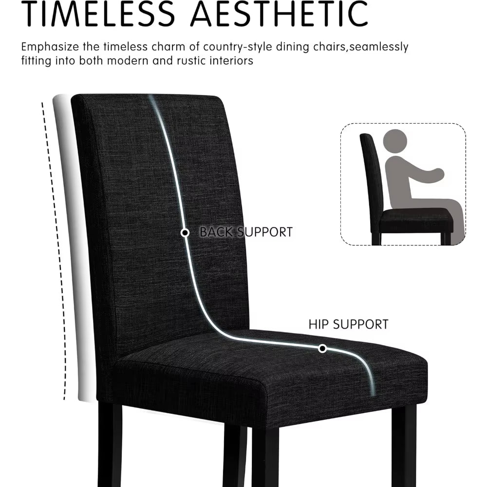 Upholstered Dining Chairs Set of 4, Fabric Dining Room Chairs with Solid Wood Legs, Modern Chairs for Kitchen