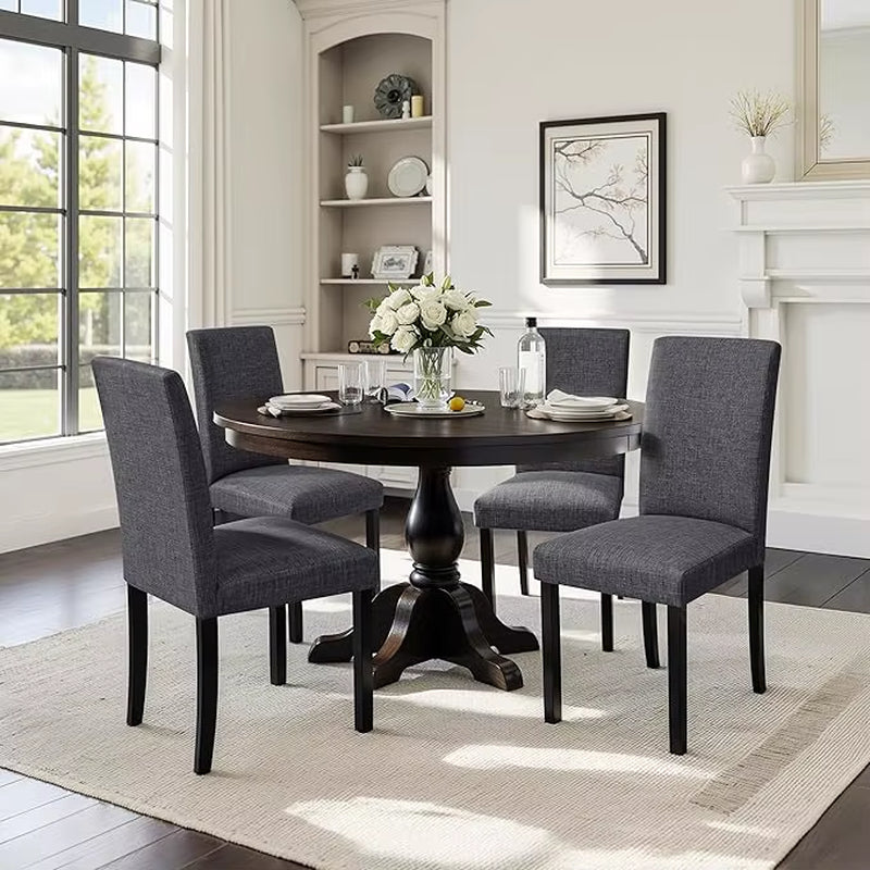 Upholstered Dining Chairs Set of 4, Fabric Dining Room Chairs with Solid Wood Legs, Modern Chairs for Kitchen