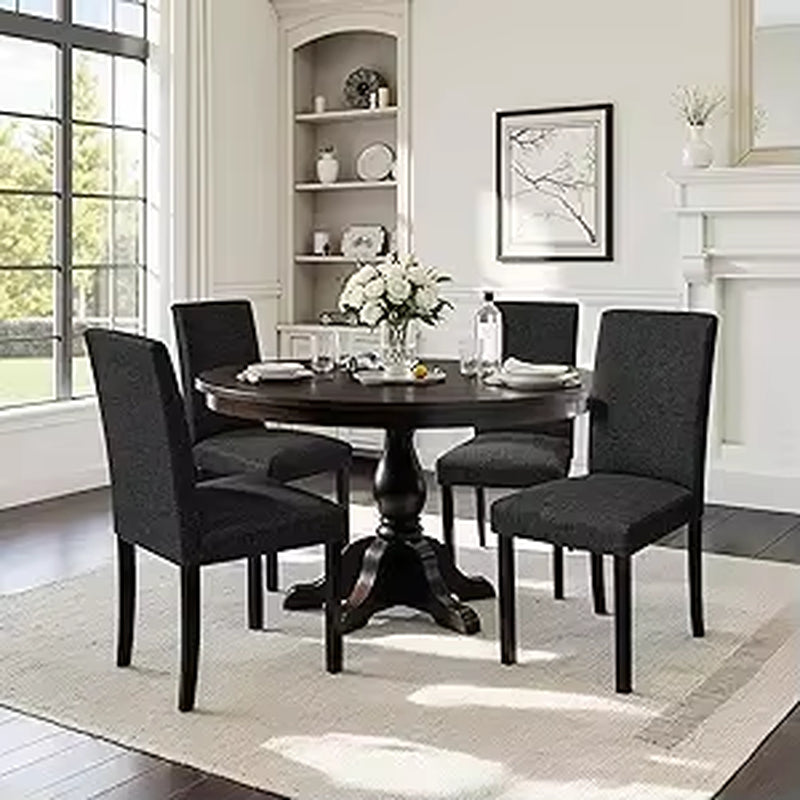 Upholstered Dining Chairs Set of 4, Fabric Dining Room Chairs with Solid Wood Legs, Modern Chairs for Kitchen