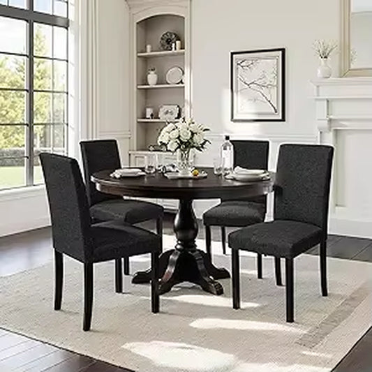 Upholstered Dining Chairs Set of 4, Fabric Dining Room Chairs with Solid Wood Legs, Modern Chairs for Kitchen