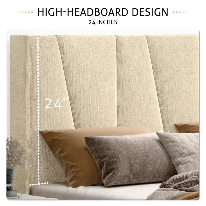 Upholstered Wingback Bed