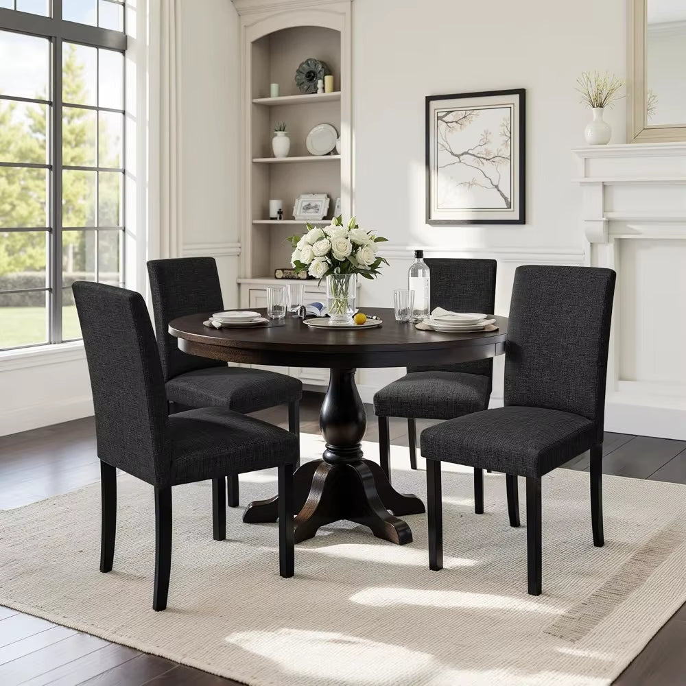 Upholstered Dining Chairs Set of 4, Fabric Dining Room Chairs with Solid Wood Legs, Modern Chairs for Kitchen