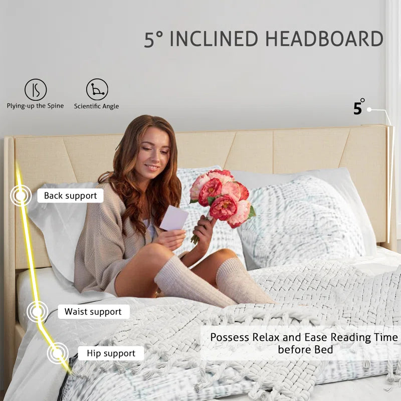 Upholstered Wingback Bed