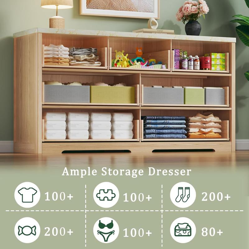 Fluted Bedroom Dresser with a Faux Marble Top