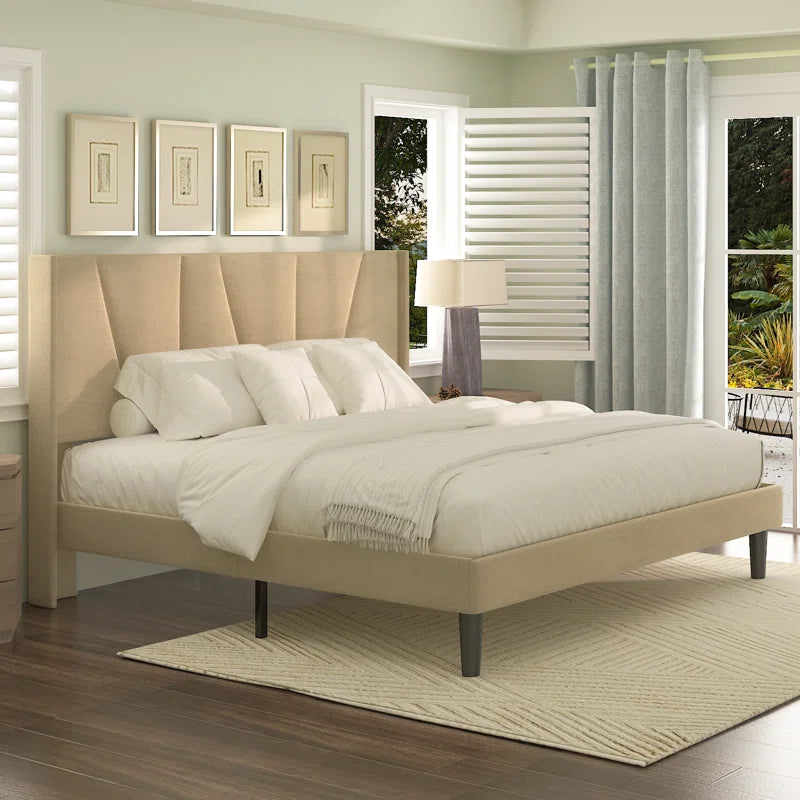 Upholstered Wingback Bed