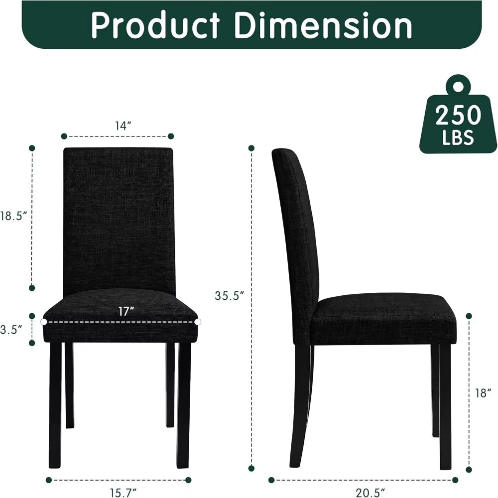 Upholstered Dining Chairs Set of 4, Fabric Dining Room Chairs with Solid Wood Legs, Modern Chairs for Kitchen