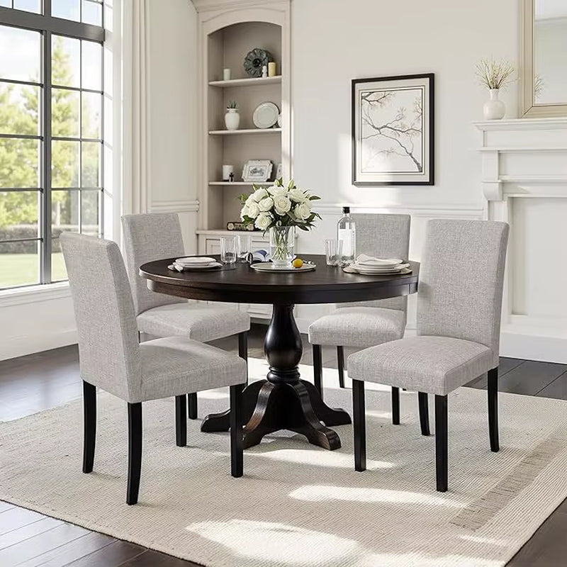 Upholstered Dining Chairs Set of 4, Fabric Dining Room Chairs with Solid Wood Legs, Modern Chairs for Kitchen