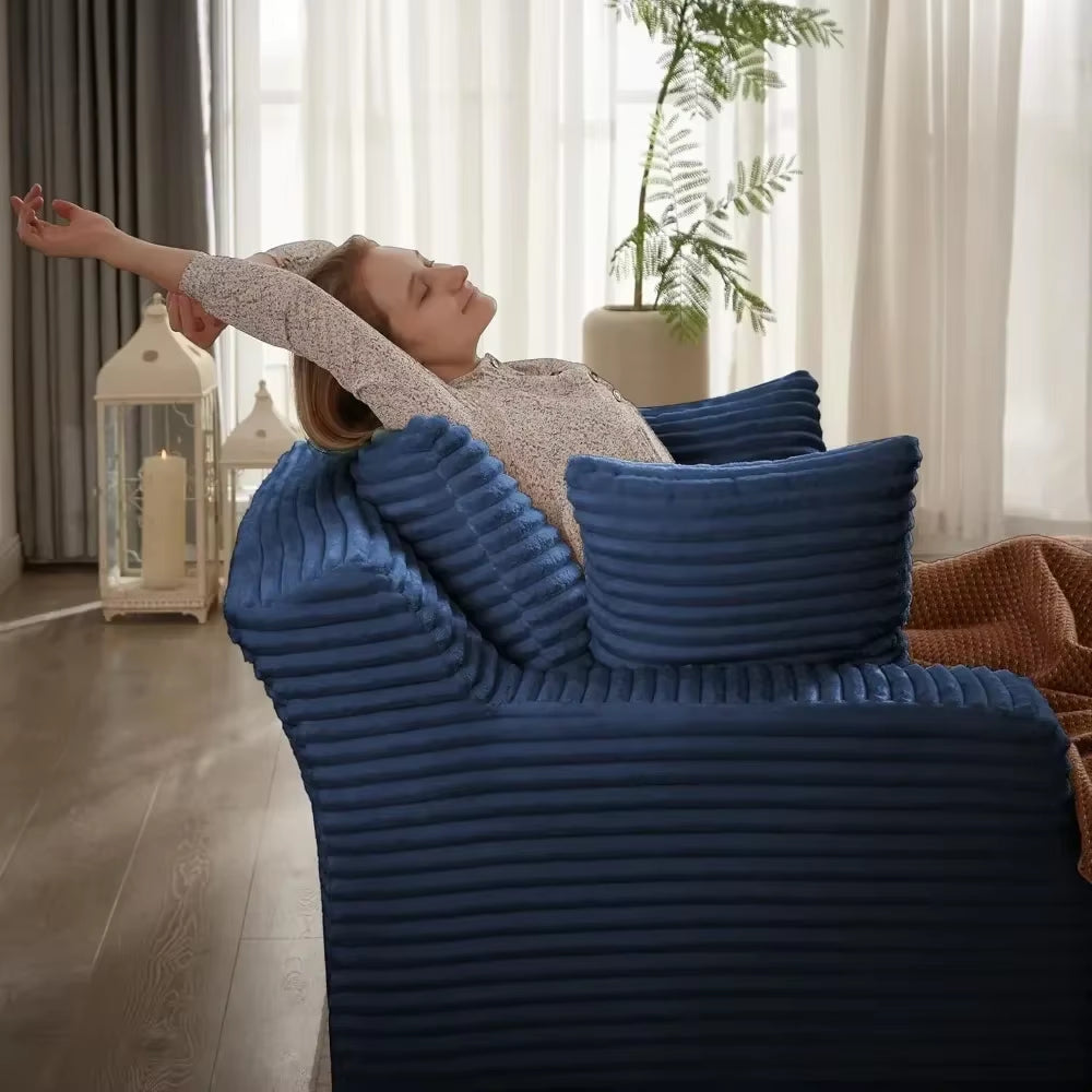 Modern Plush Corduroy 49.2" Full Foam Oversized Chaise Lounge Chair Cozy Cloud Couch Sleeper Sofa Daybed for Extra Comfort